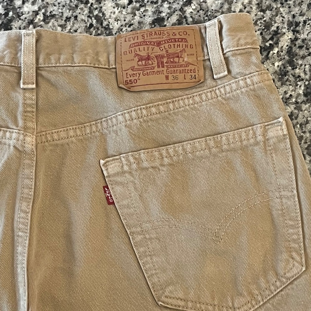Vintage Levis 550 Relaxed Fit Jeans Mens 36x34 Khaki 100% Cotton Y2K - Picture 4 of 14